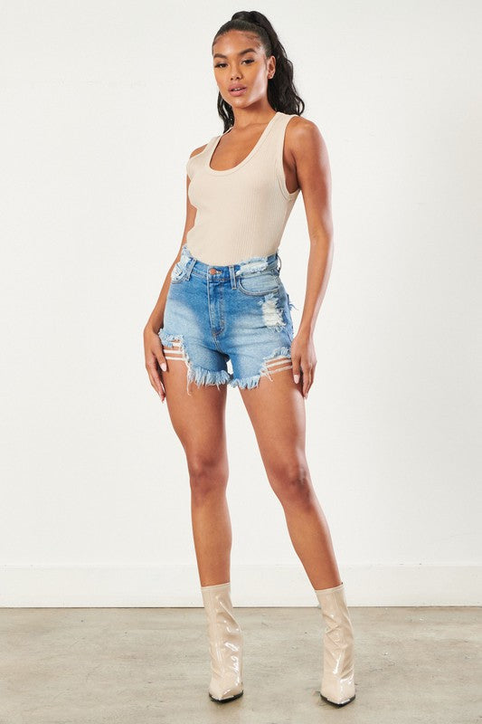 Distressed Vintage Denim Short