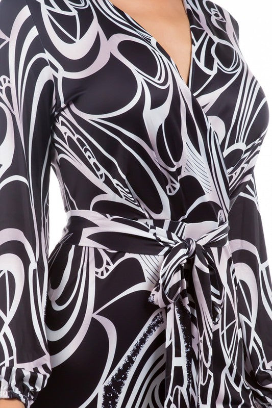 Multi-Print V-Neckline Jumpsuit