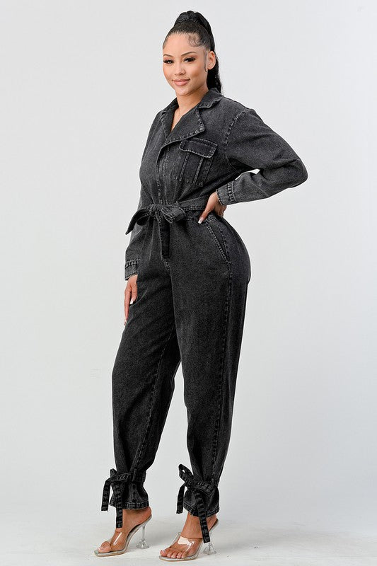 WASHED DENIM JUMPSUIT