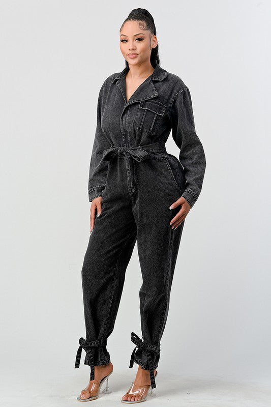 WASHED DENIM JUMPSUIT