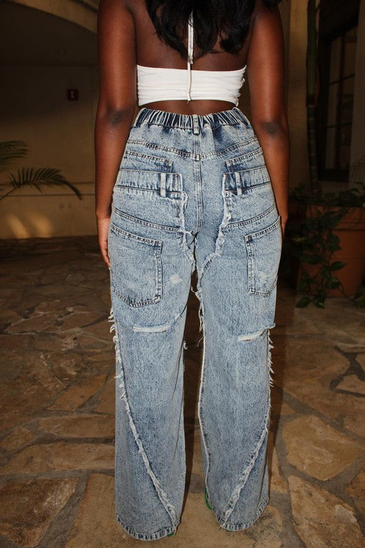 Distressed Wide Leg Jeans