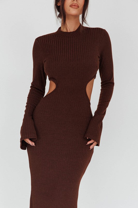 Long Sleeves /Flared Cuffs Knit Dress