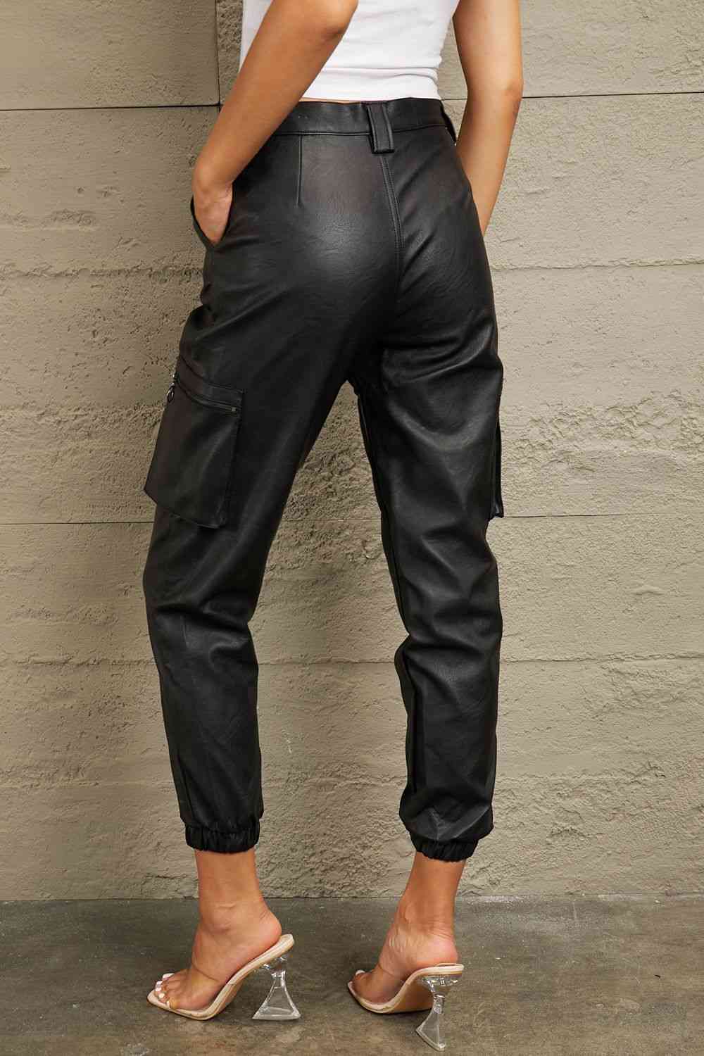 High Rise Leather Joggers